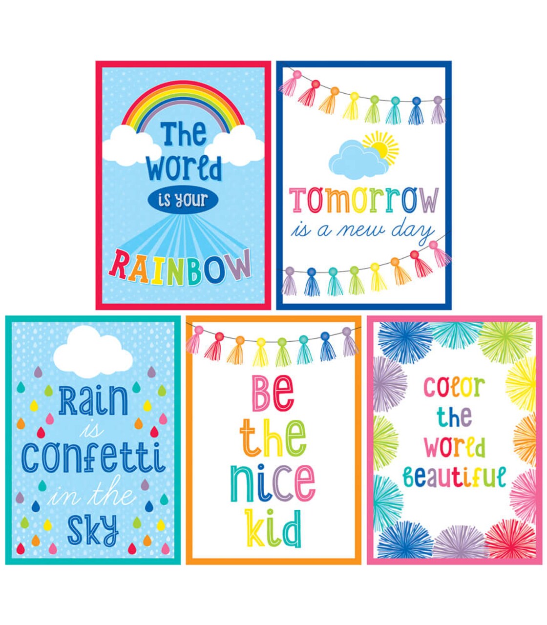 Schoolgirl Style Classroom Posters, Hello Sunshine Classroom Decorations, 5 Pieces